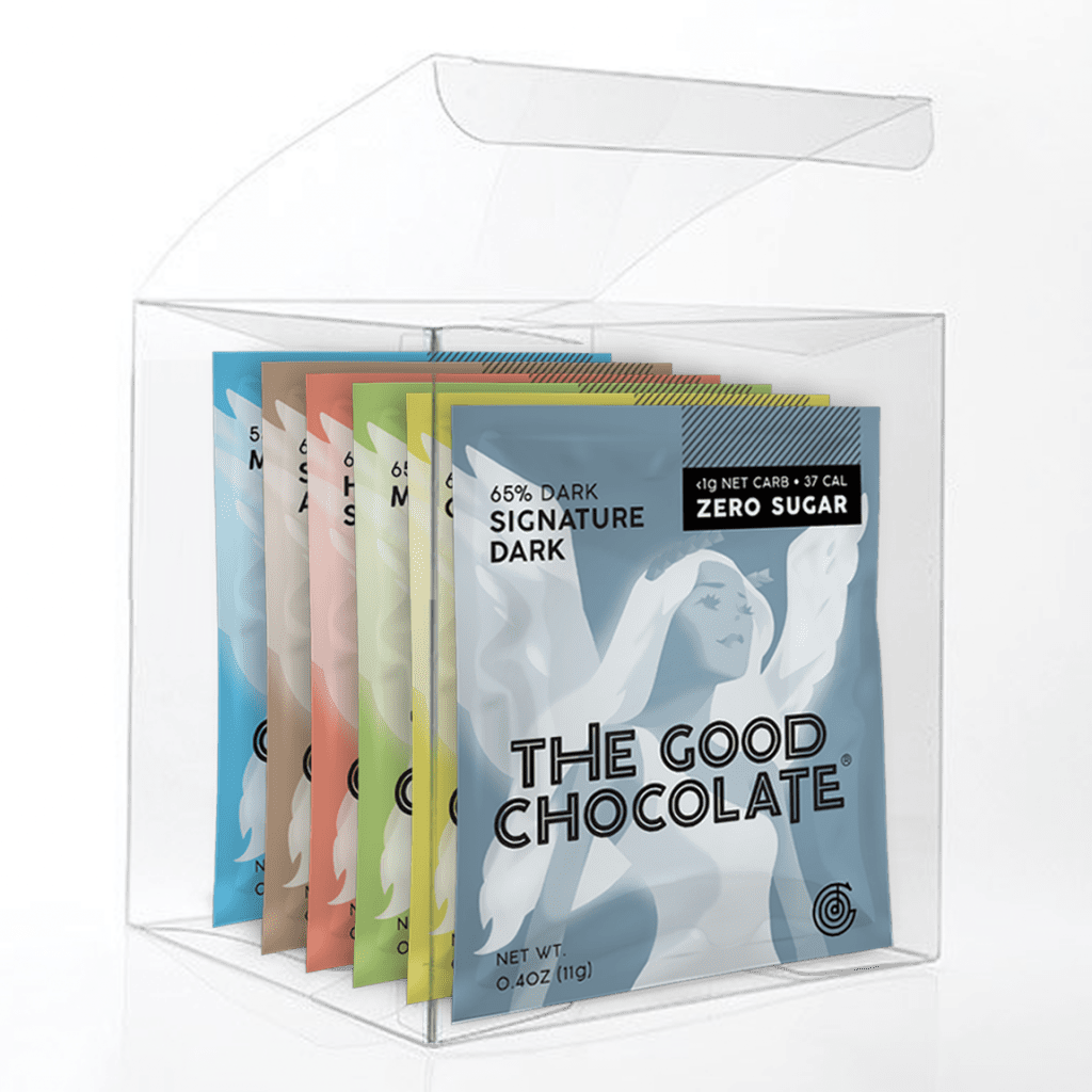 The Good Chocolate's Original Variety Chocolates 6 Squares In Transparent Gift Pack